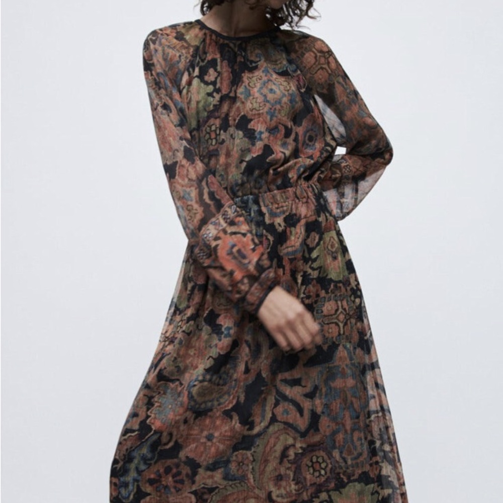 Zara Chiffon Midi Dress 🧡